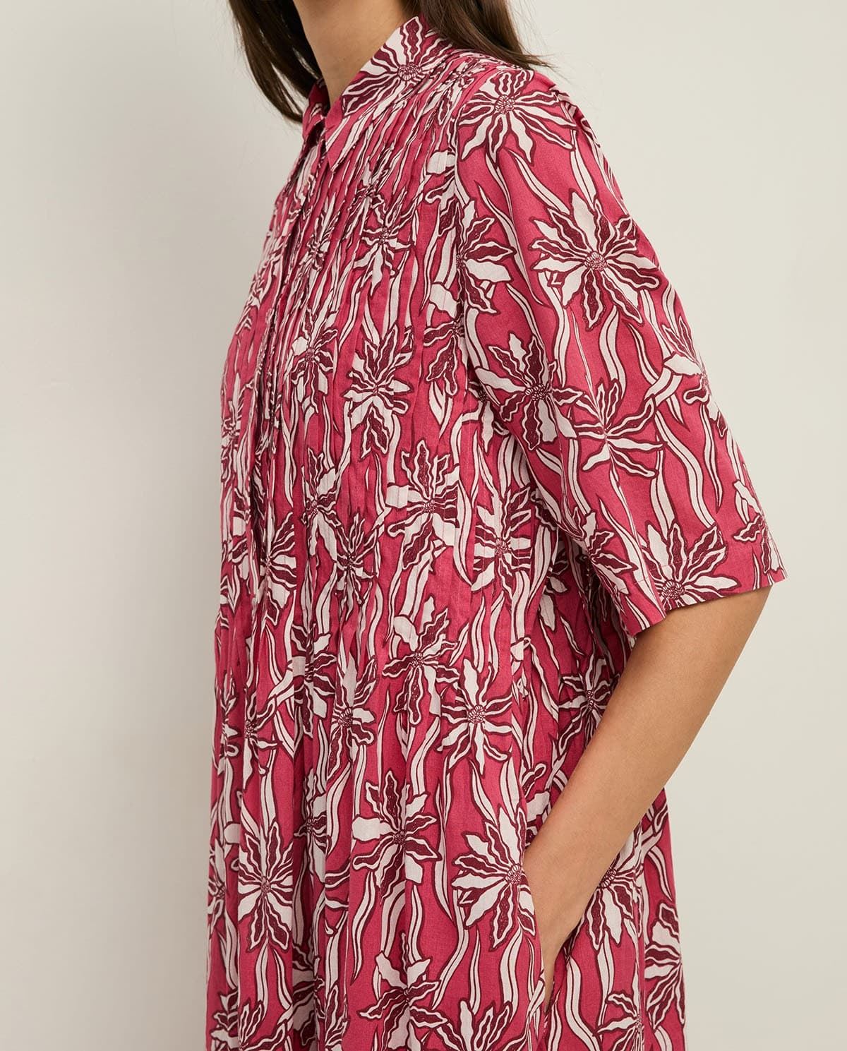 Vestido Yerse 44894 camisero 100% algodón orgánico frambuesa - Imagen 1