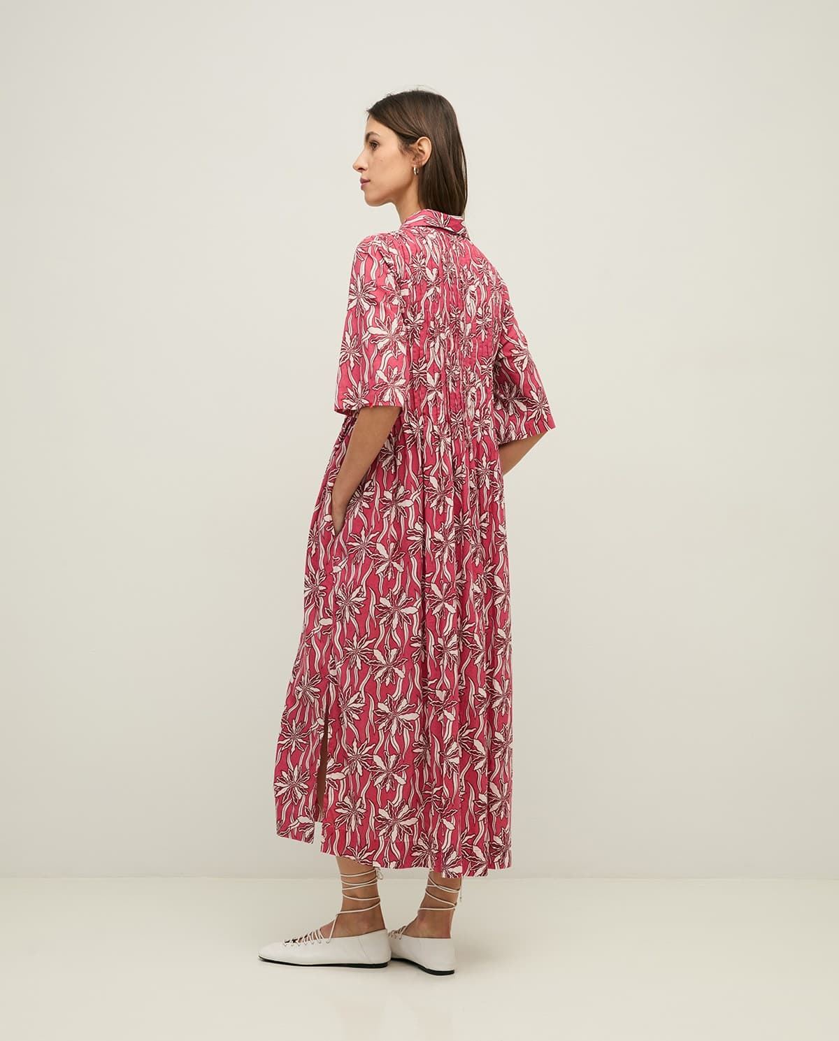 Vestido Yerse 44894 camisero 100% algodón orgánico frambuesa - Imagen 2
