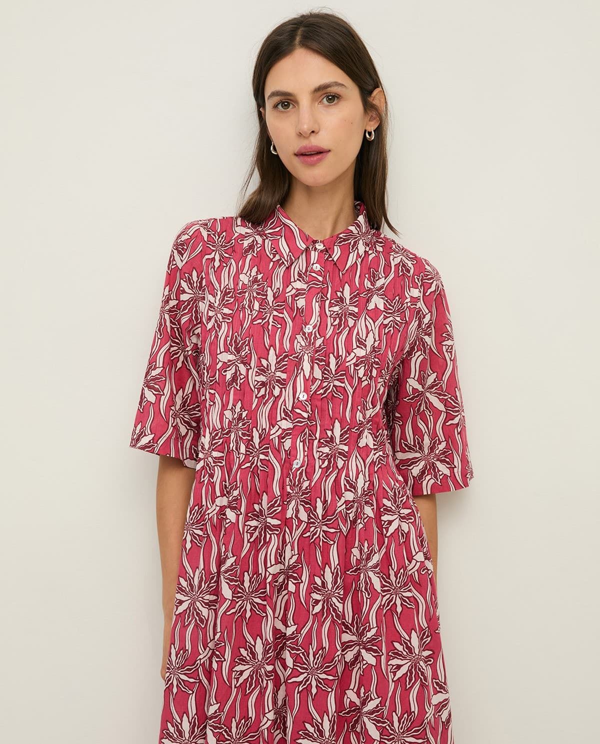 Vestido Yerse 44894 camisero 100% algodón orgánico frambuesa - Imagen 3