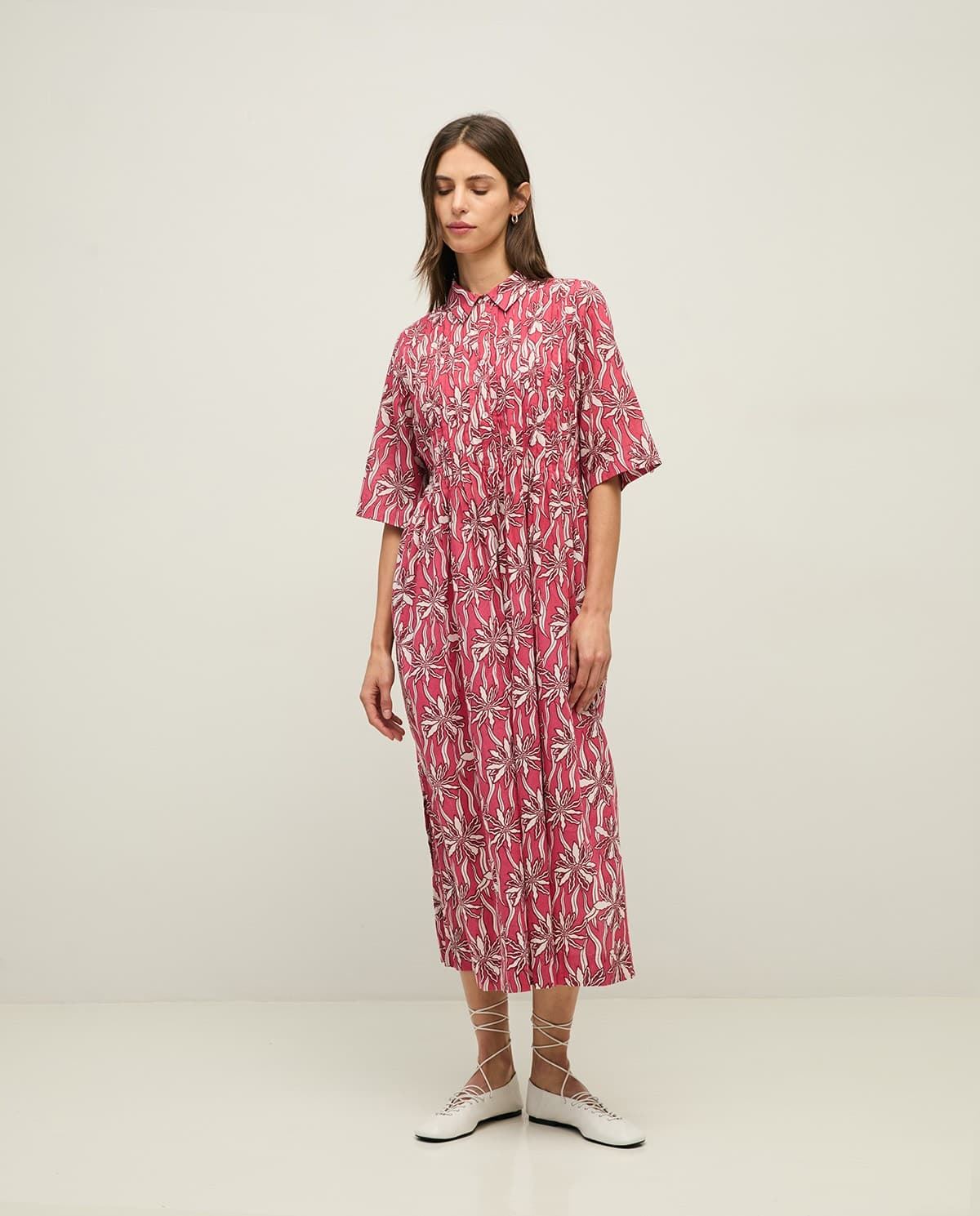 Vestido Yerse 44894 camisero 100% algodón orgánico frambuesa - Imagen 6