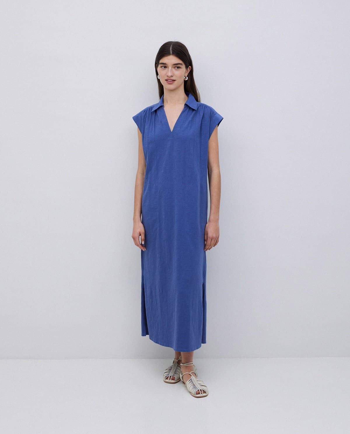 VESTIDO Yerse Ref. 42214 CAMISERO FLAMÉ DE ALGODÓN AZUL - Imagen 1