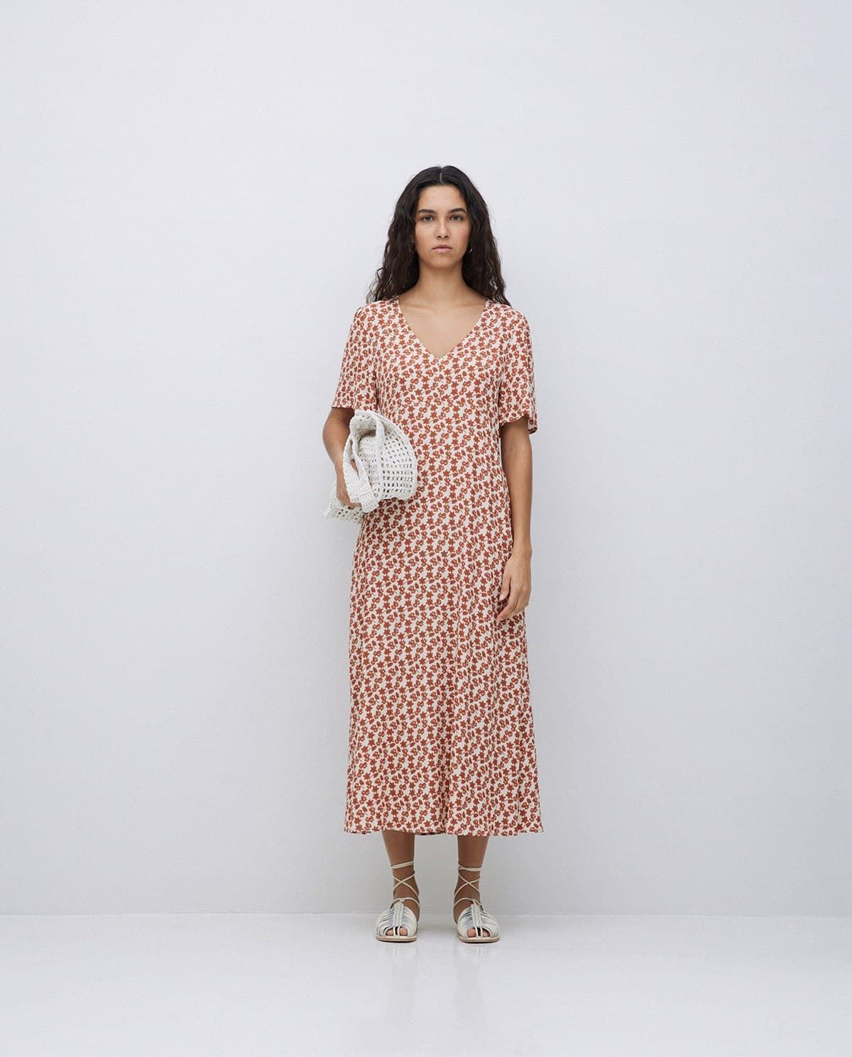 VESTIDO Yerse Ref. 42825 CREPPE VISCOSA ECOVERO TERRACOTA - Imagen 1