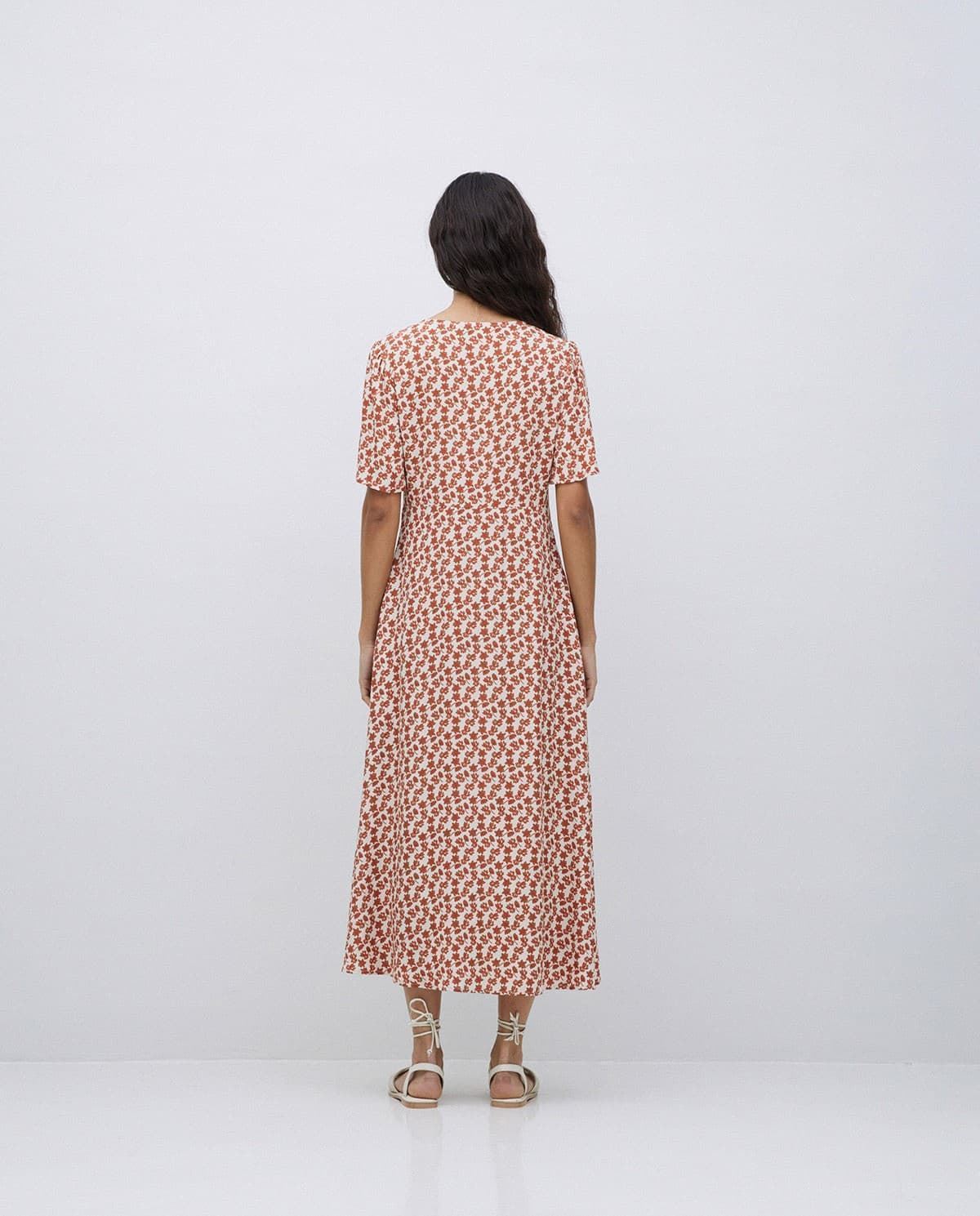 VESTIDO Yerse Ref. 42825 CREPPE VISCOSA ECOVERO TERRACOTA - Imagen 3