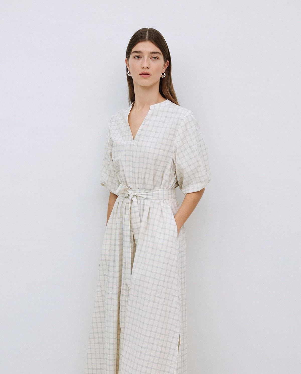 VESTIDOYerse Ref. 42819 LARGO CUADROS CRUDO - Imagen 3