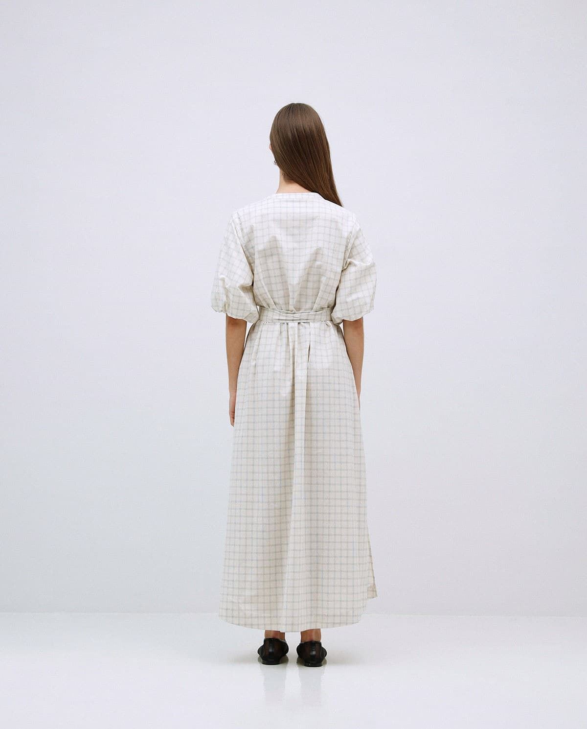VESTIDOYerse Ref. 42819 LARGO CUADROS CRUDO - Imagen 4