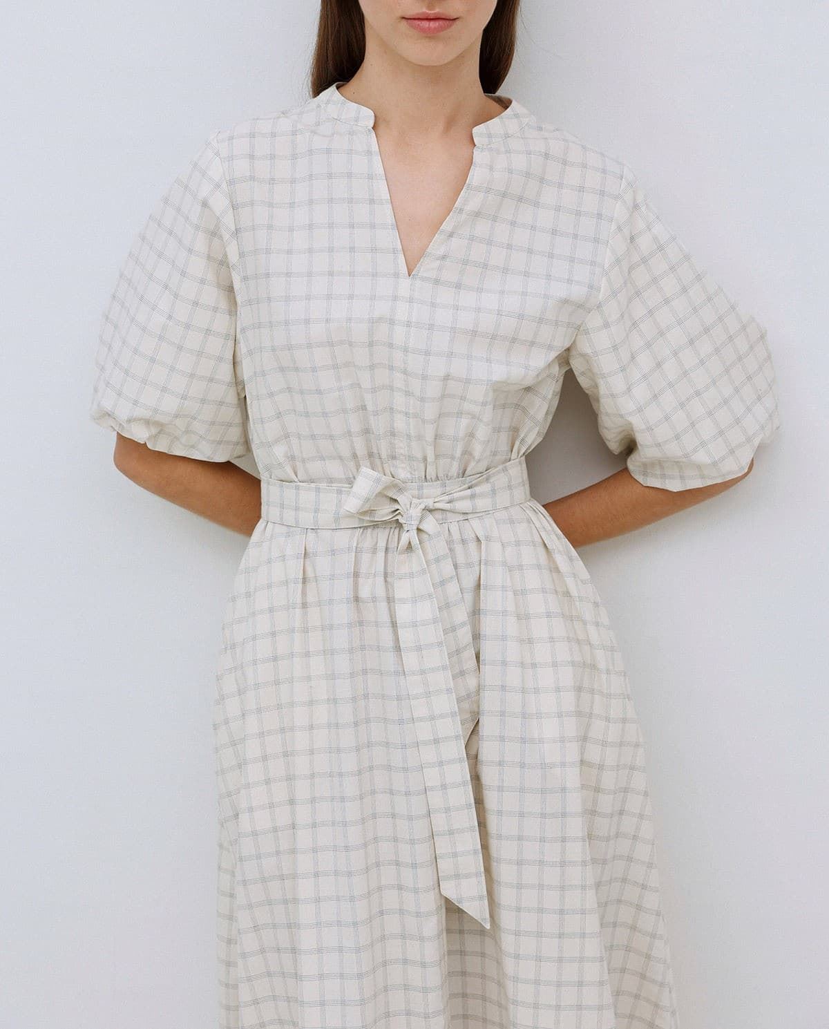 VESTIDOYerse Ref. 42819 LARGO CUADROS CRUDO - Imagen 5