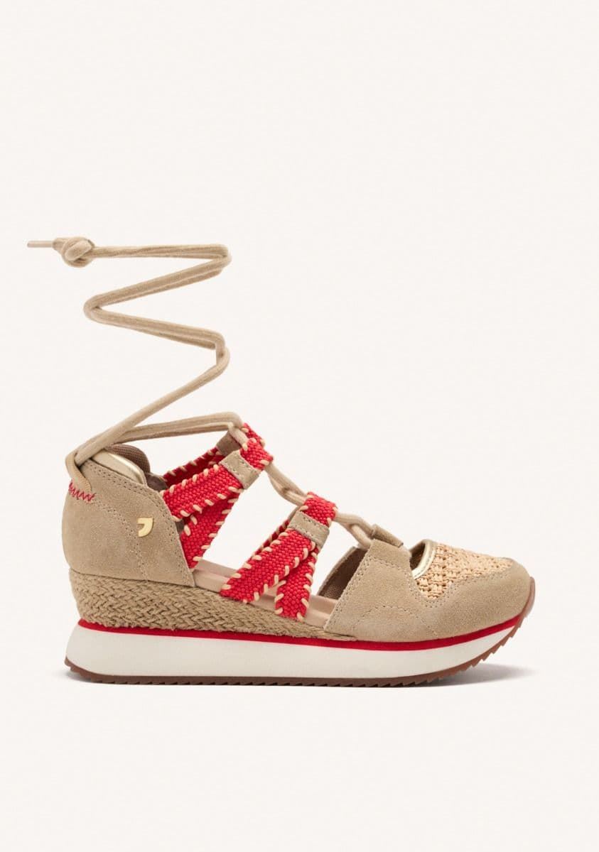 Zapatillas Gioseppo GRISWOLD PIEL CUÑA RAFIA beige - Imagen 2
