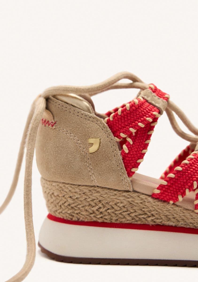 Zapatillas Gioseppo GRISWOLD PIEL CUÑA RAFIA beige - Imagen 3