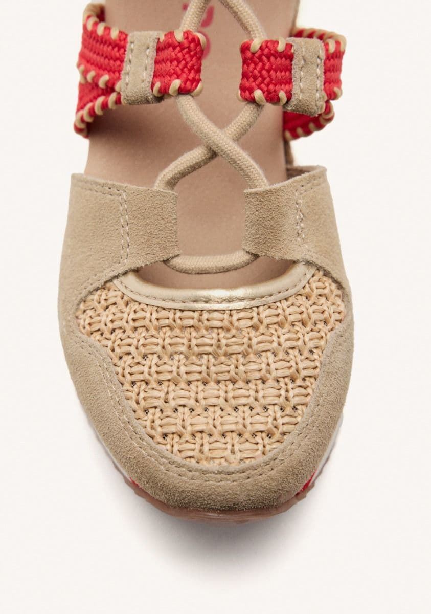 Zapatillas Gioseppo GRISWOLD PIEL CUÑA RAFIA beige - Imagen 4