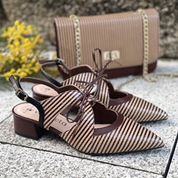 Zapato 52201 - MT DIANA atar rayas marrón chocolate y camel - Imagen 1