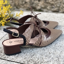 Zapato 52201 - MT DIANA atar rayas marrón chocolate y camel - Imagen 2