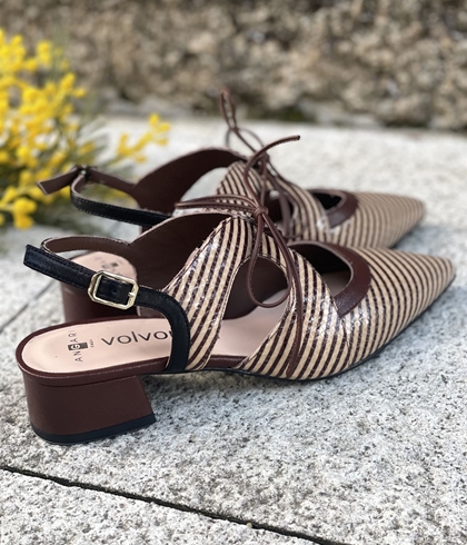 Zapato 52201 - MT DIANA atar rayas marrón chocolate y camel - Imagen 2