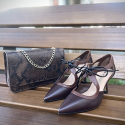 ZAPATO Angari de tacón 51061-AW25 cordón print chocolate - Imagen 1