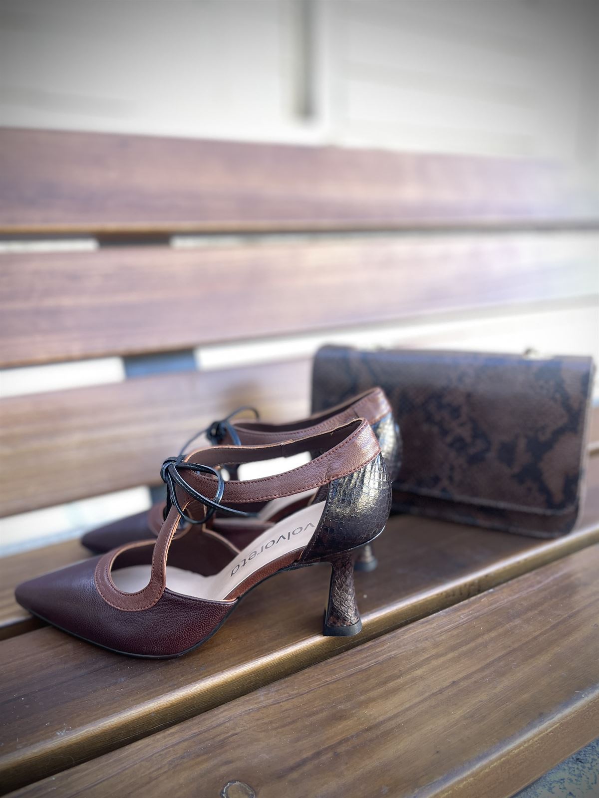 ZAPATO Angari de tacón 51061-AW25 cordón print chocolate - Imagen 3