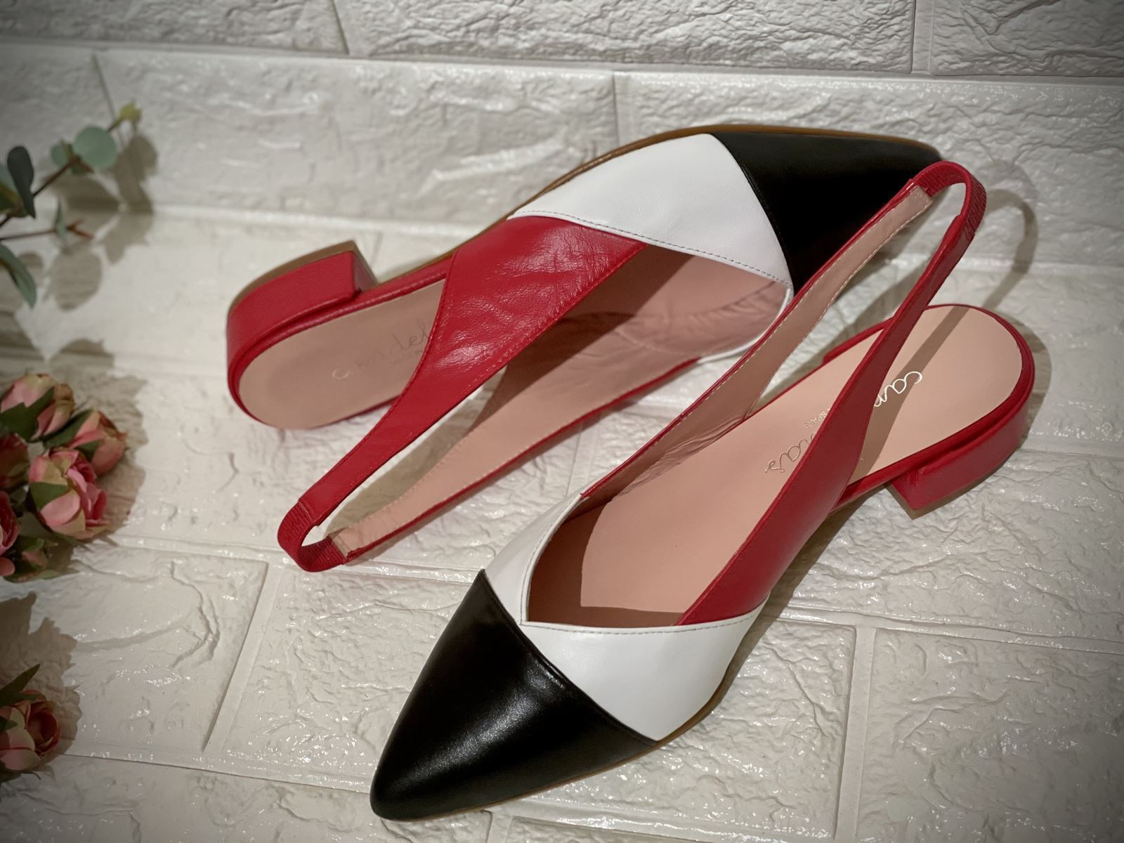 Zapato bailarina Candelitas tricolor rojos - Imagen 3