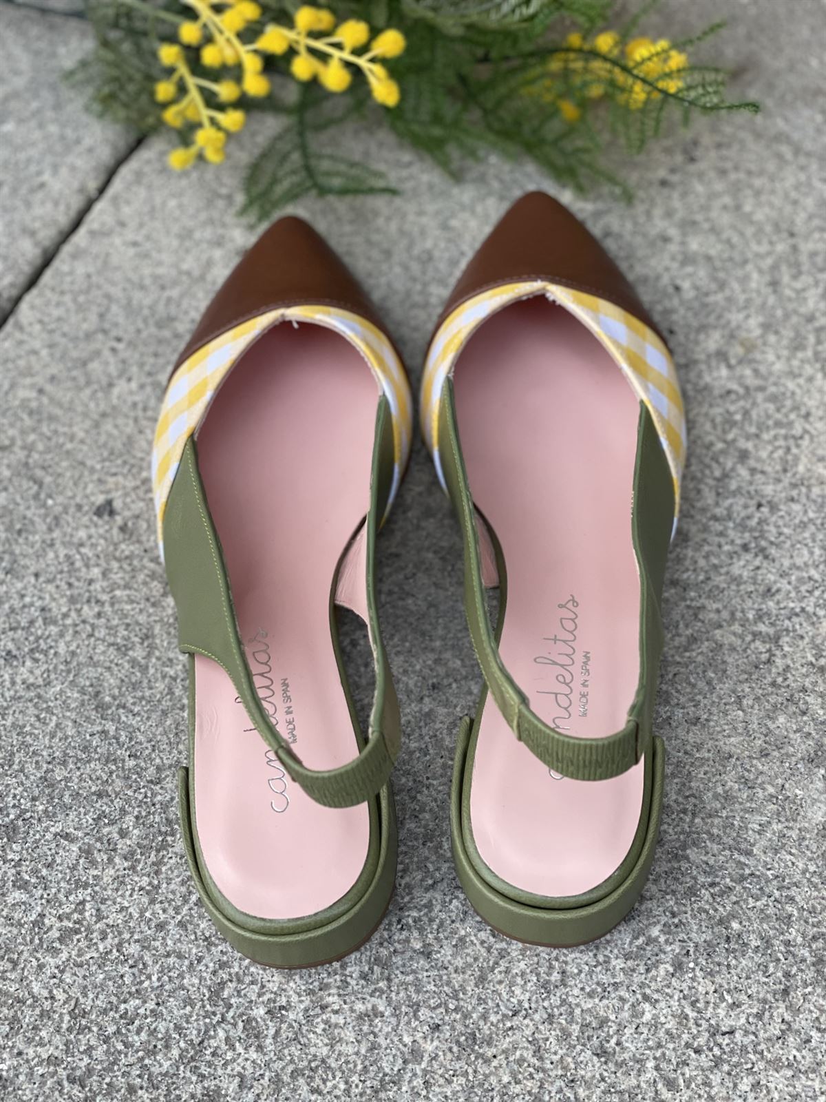 Zapato bailarina Candelitas tricolor verdes - Imagen 2