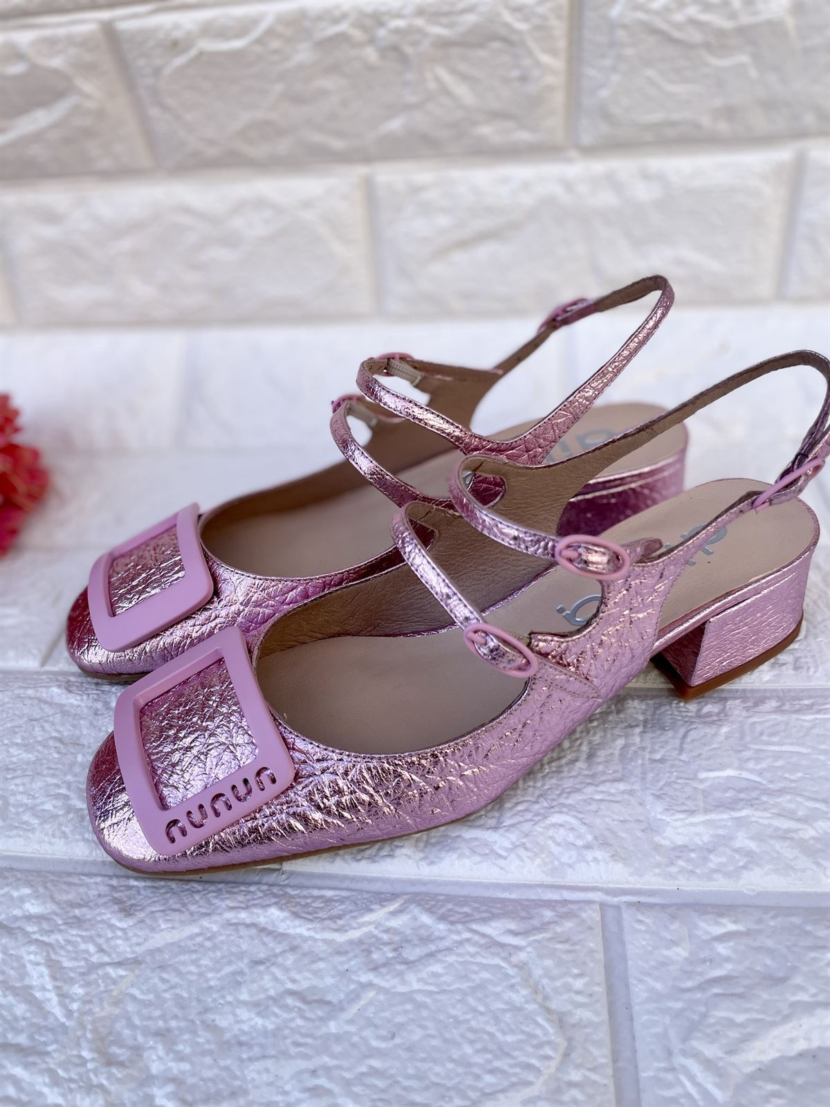 Zapato Dibia by Ezio  Mary Jane metalizado rosa - Imagen 1