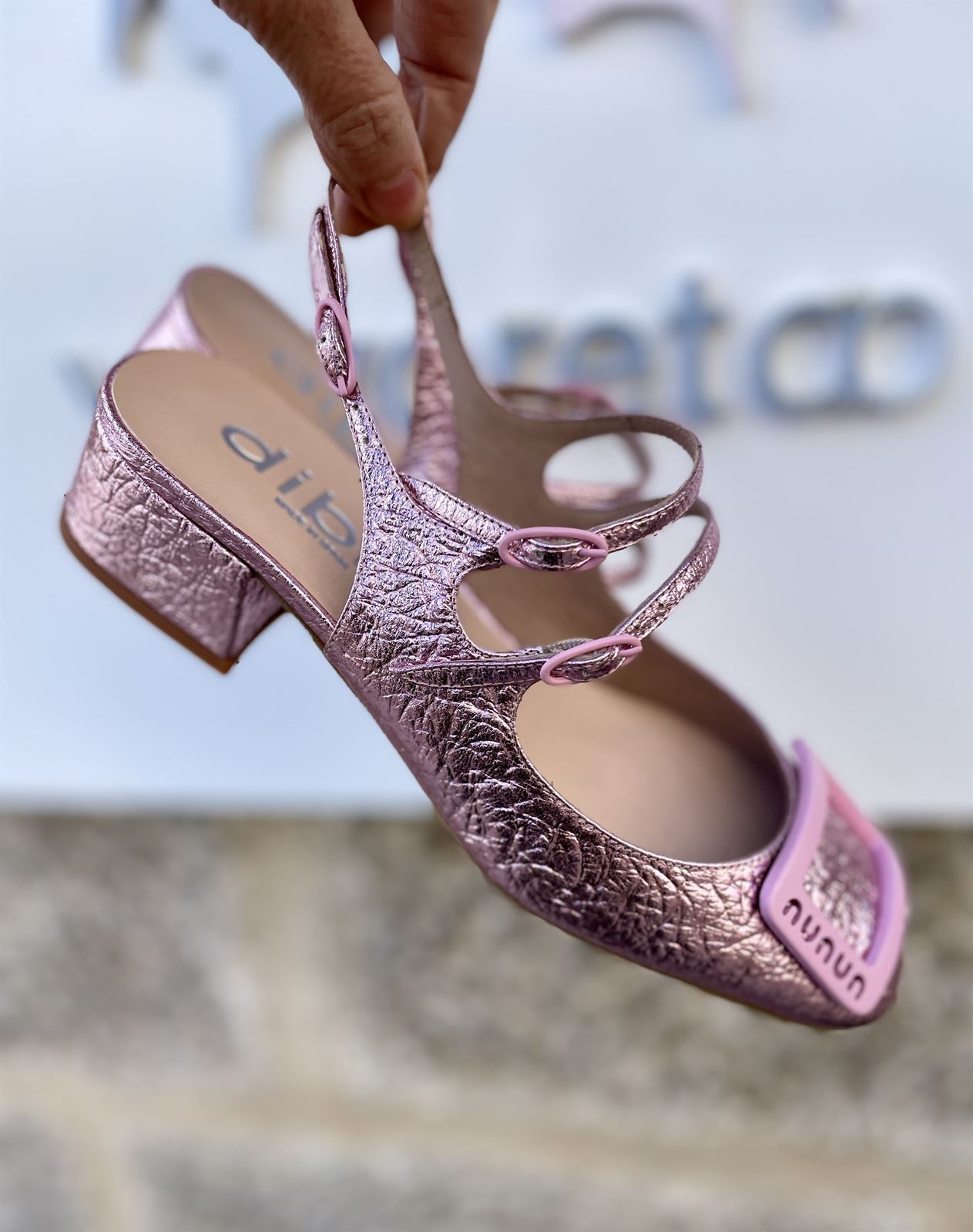 Zapato Dibia by Ezio  Mary Jane metalizado rosa - Imagen 2