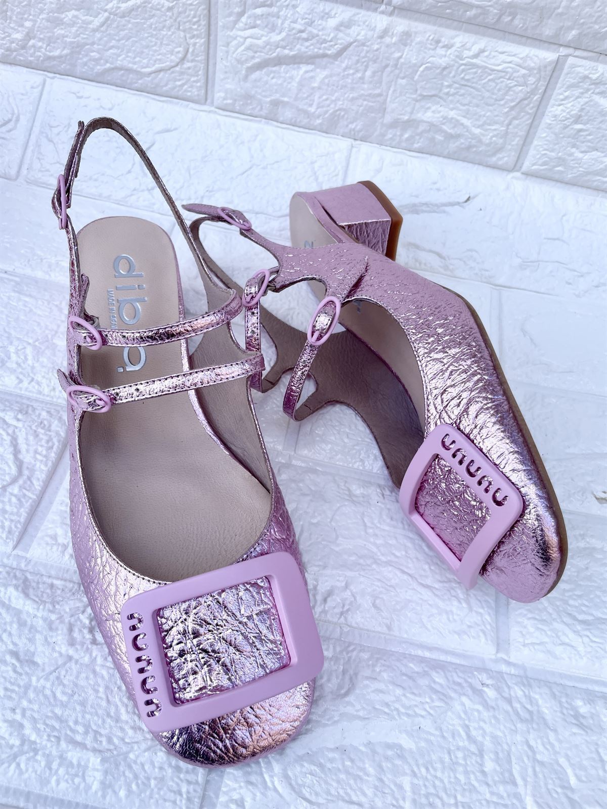 Zapato Dibia by Ezio  Mary Jane metalizado rosa - Imagen 3