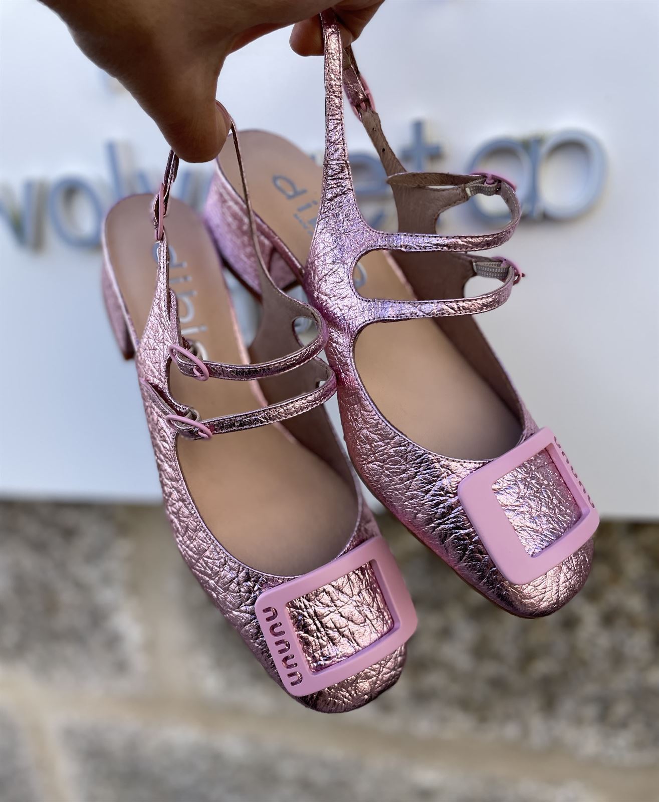 Zapato Dibia by Ezio  Mary Jane metalizado rosa - Imagen 4