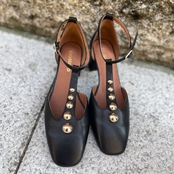 Zapato Gioseppo 80171 tacón cuadrado tachas negro - Imagen 1