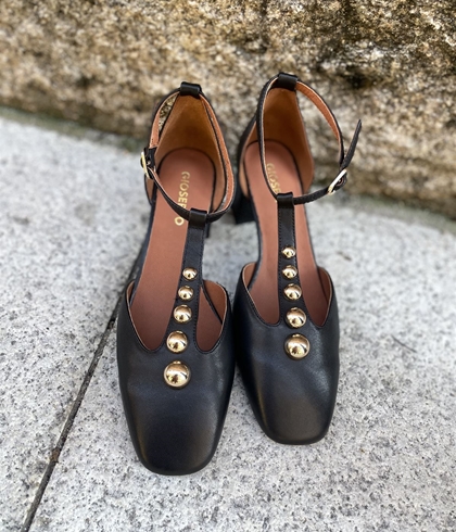 Zapato Gioseppo 80171 tacón cuadrado tachas negro - Imagen 1