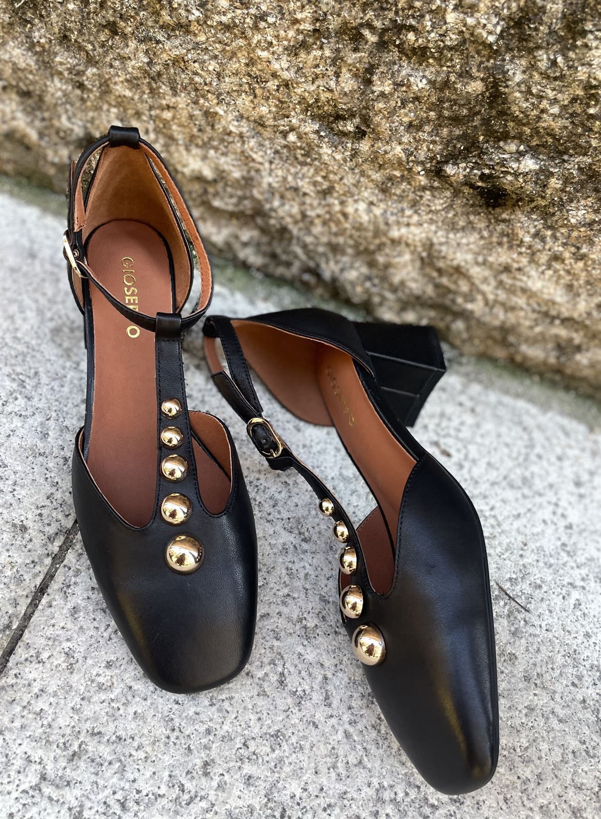 Zapato Gioseppo 80171 tacón cuadrado tachas negro - Imagen 6