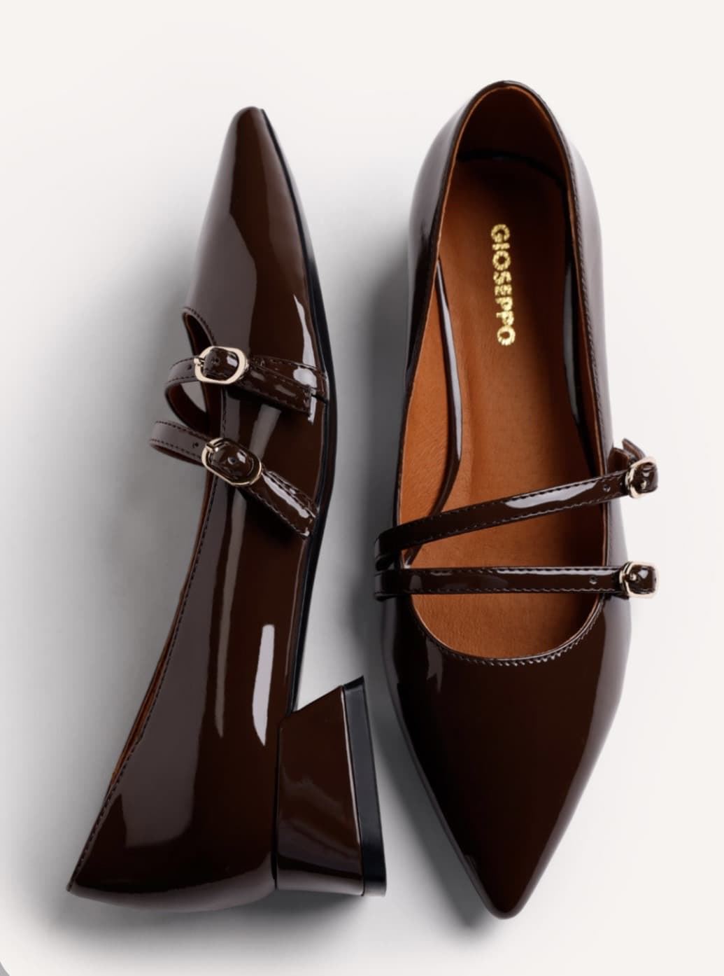 Zapato Gioseppo LUCAN Charol 2 hebillas Moka - Imagen 1
