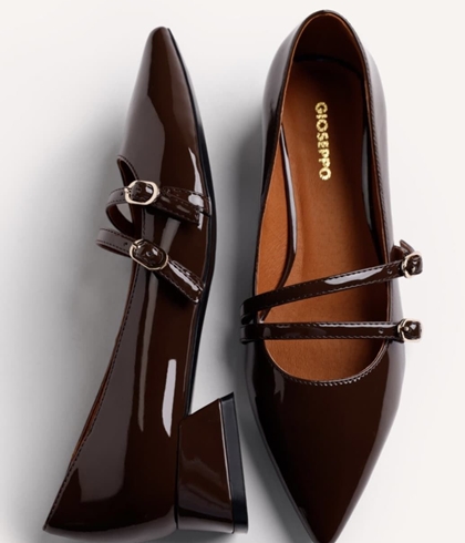 Zapato Gioseppo LUCAN Charol 2 hebillas Moka - Imagen 1