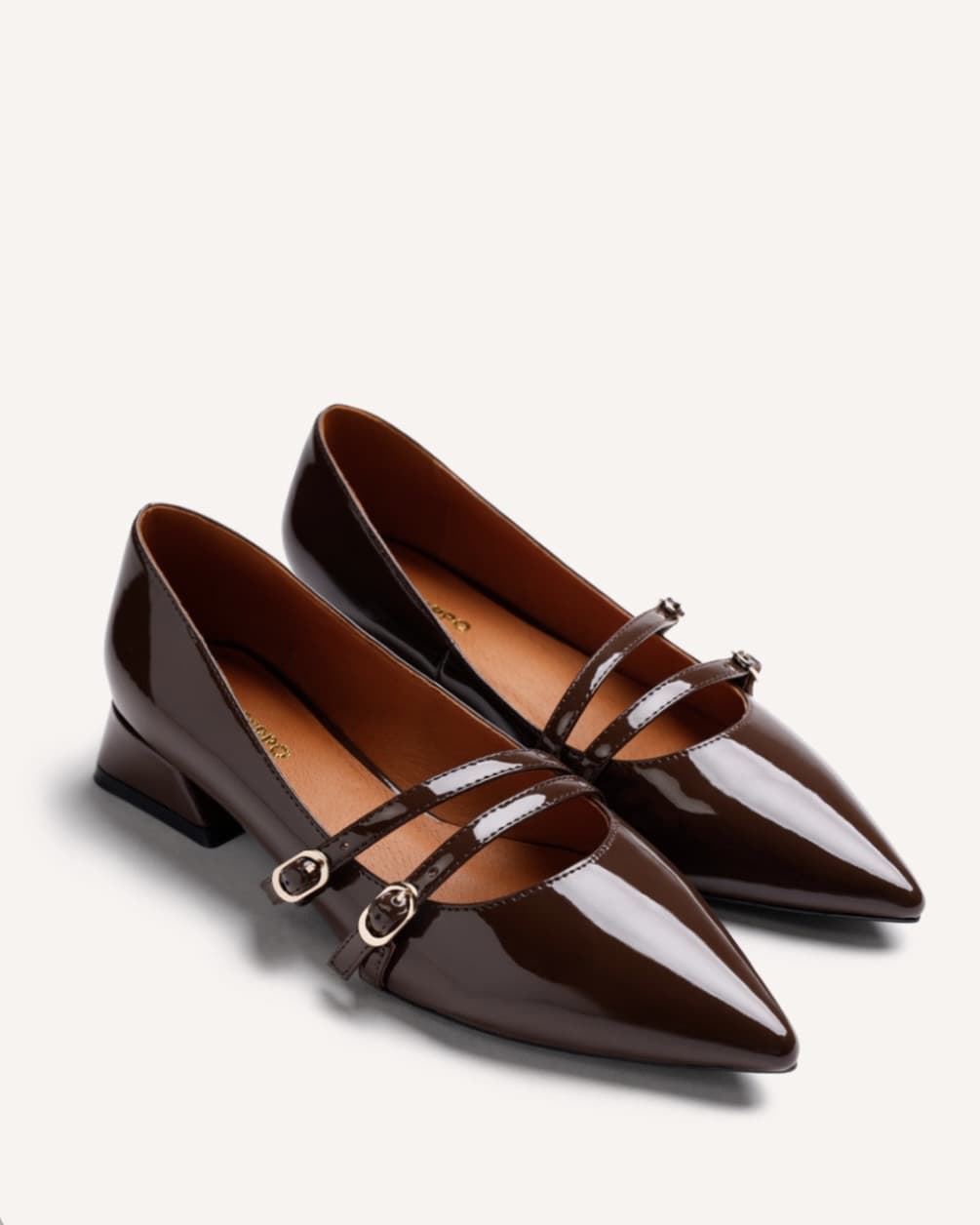 Zapato Gioseppo LUCAN Charol 2 hebillas Moka - Imagen 3