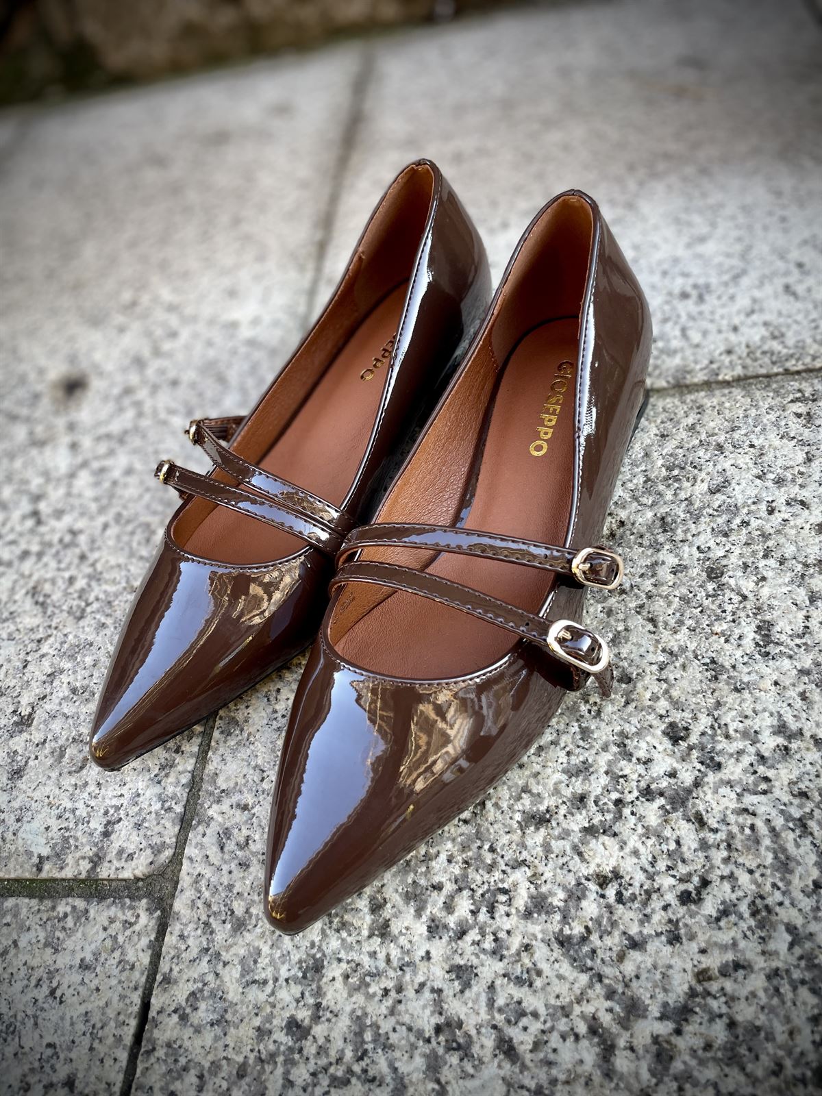 Zapato Gioseppo LUCAN Charol 2 hebillas Moka - Imagen 4