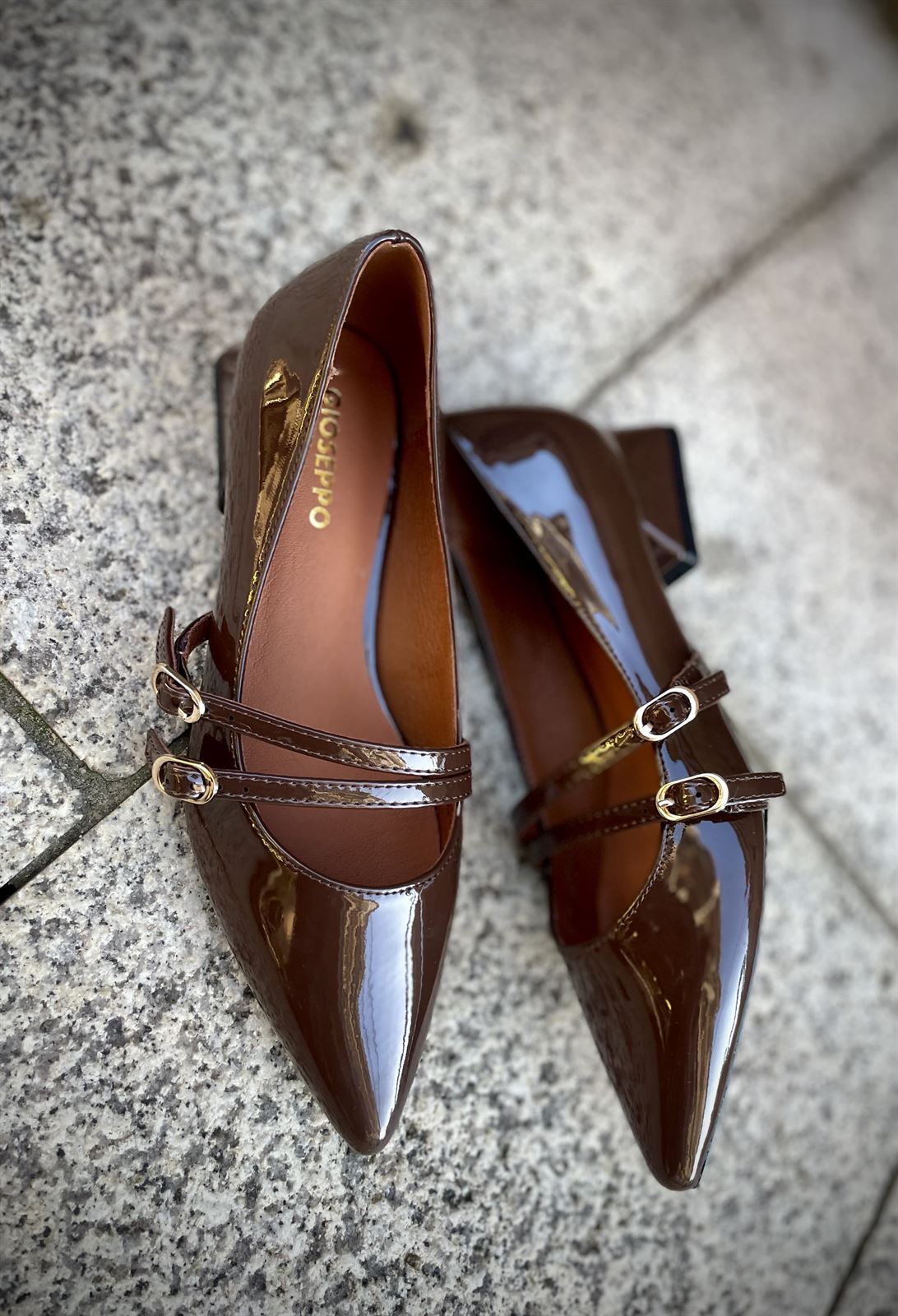 Zapato Gioseppo LUCAN Charol 2 hebillas Moka - Imagen 6