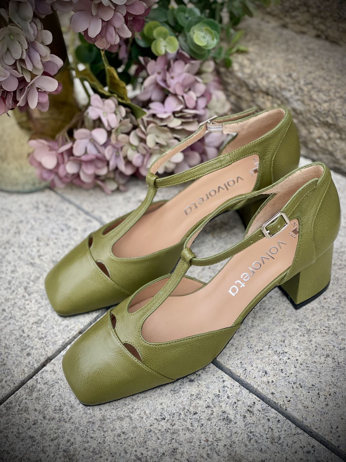 Zapato Mary Jane  Angari Cristal Kaki -59 OLIVA - Imagen 1