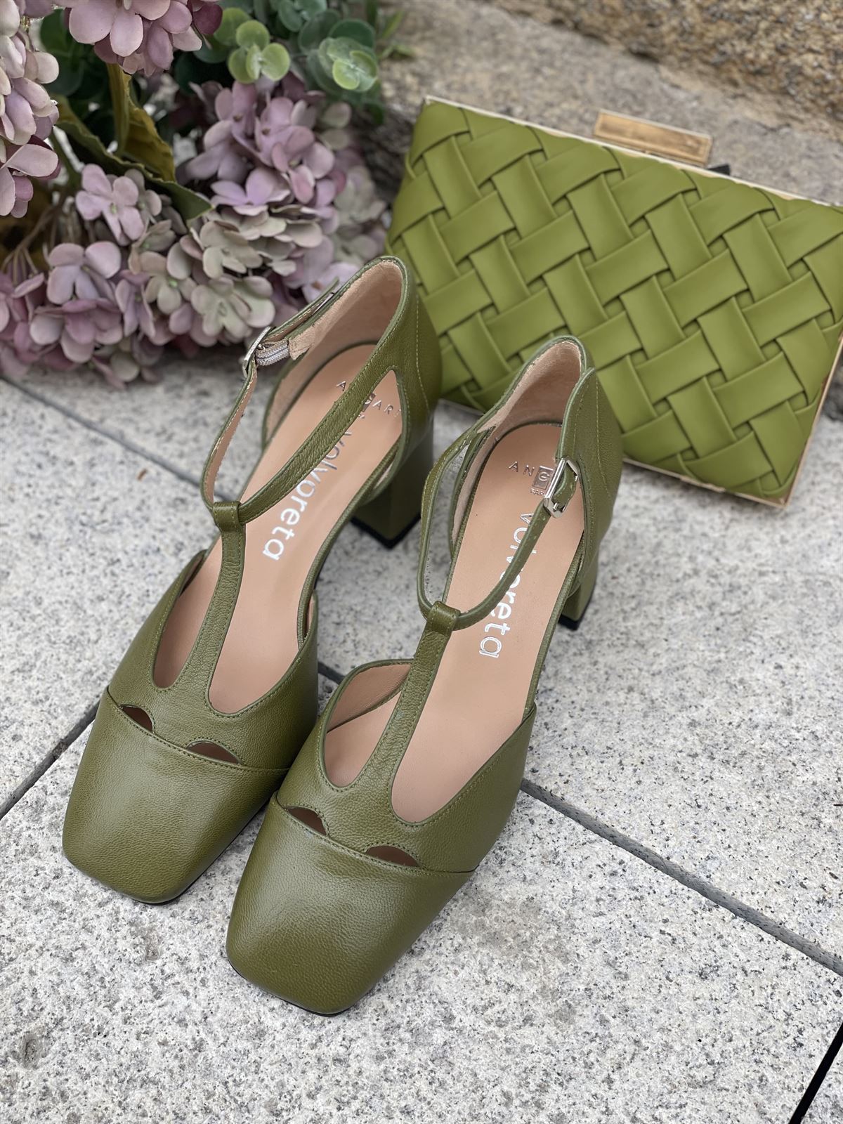 Zapato Mary Jane  Angari Cristal Kaki -59 OLIVA - Imagen 5