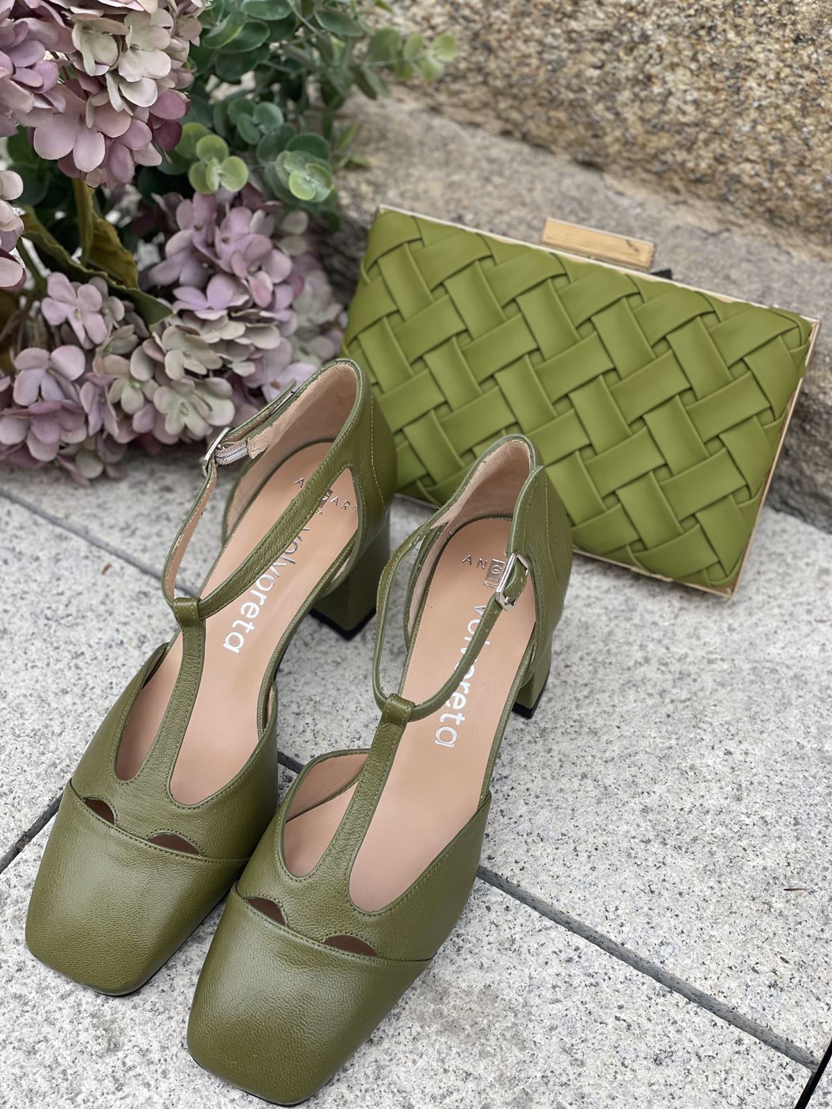 Zapato Mary Jane  Angari Cristal Kaki -59 OLIVA - Imagen 7