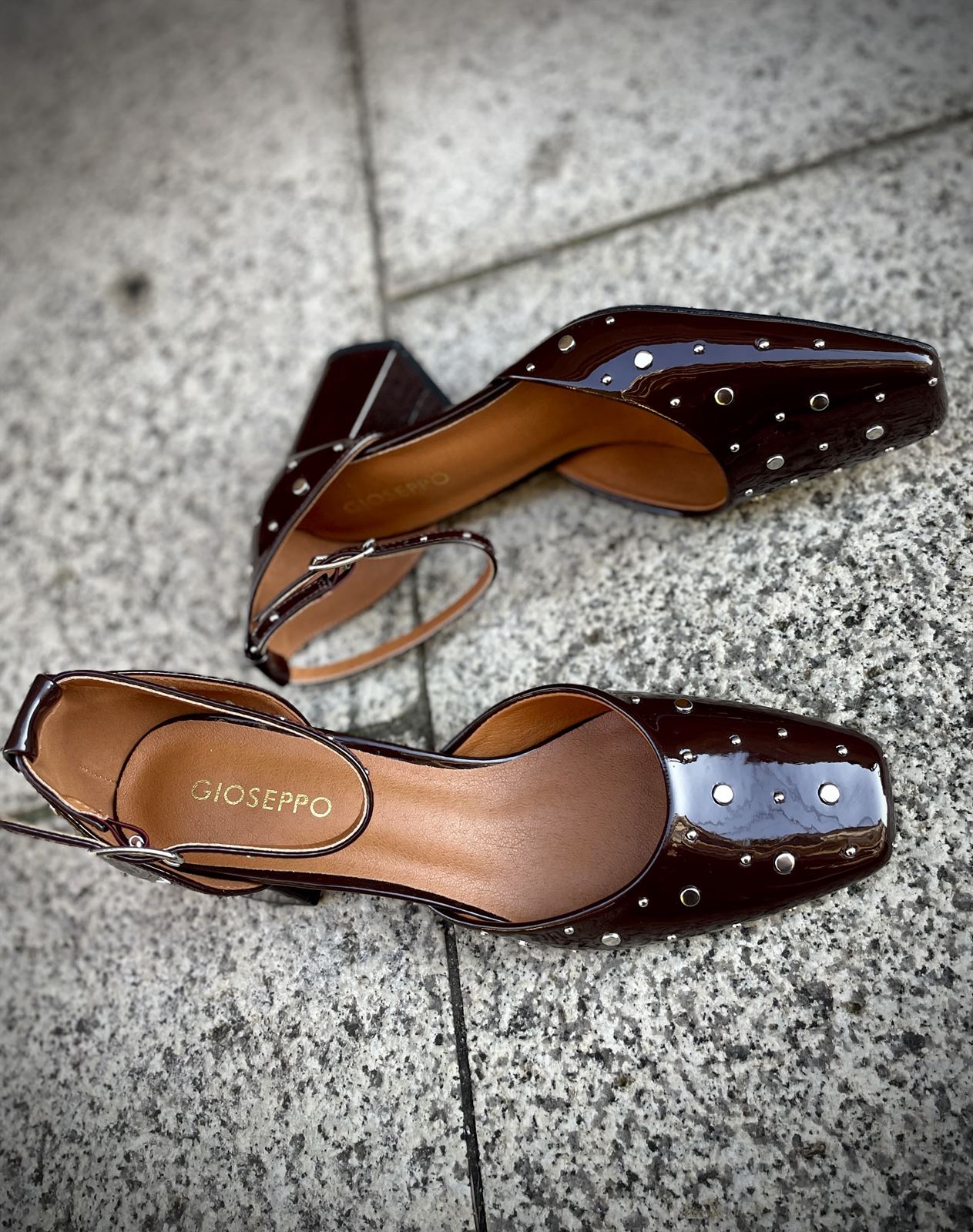 Zapato Mary Jane  Gioseppo KINBRAE tachas chocolate - Imagen 7