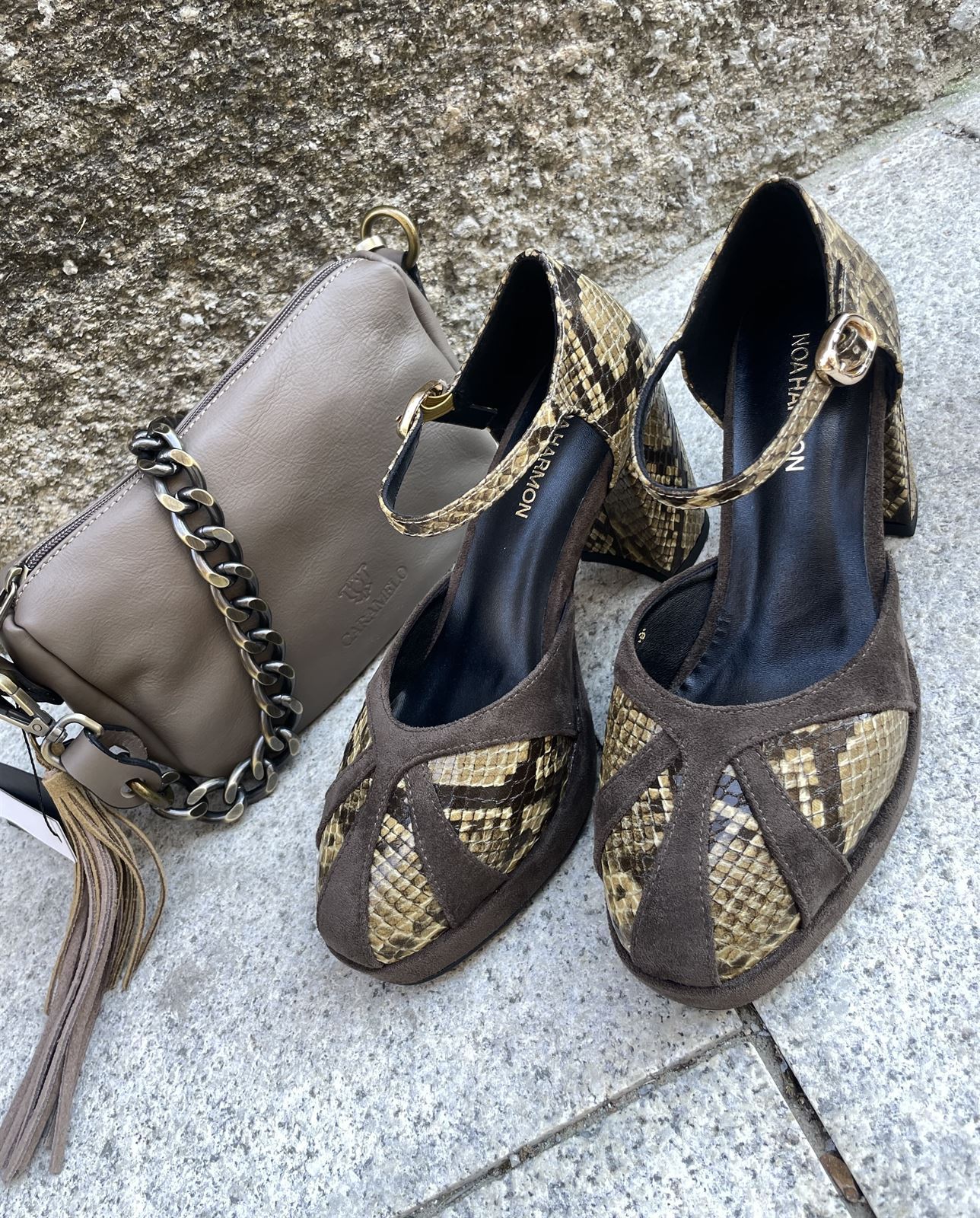 Zapato Noa Harmon TANGO Mary Jane gris verdoso y print - Imagen 1