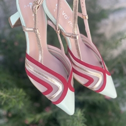 Zapato stiletto Angari 52051-07 Manila agua y rojo - Imagen 1