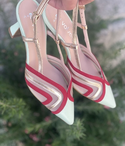 Zapato stiletto Angari 52051-07 Manila agua y rojo - Imagen 1