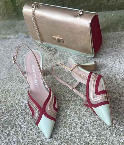 Zapato stiletto Angari 52051-07 Manila agua y rojo - Imagen 2