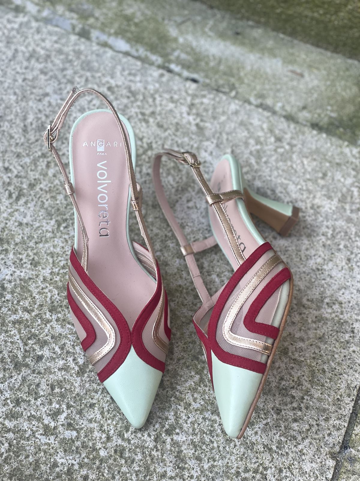 Zapato stiletto Angari 52051-07 Manila agua y rojo - Imagen 4