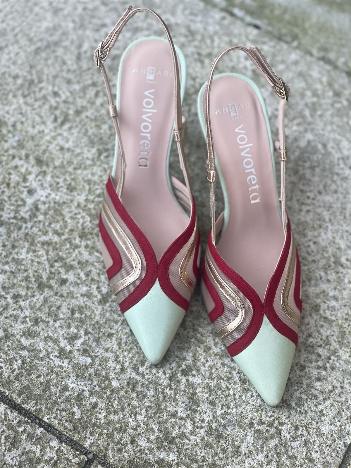 Zapato stiletto Angari 52051-07 Manila agua y rojo - Imagen 5