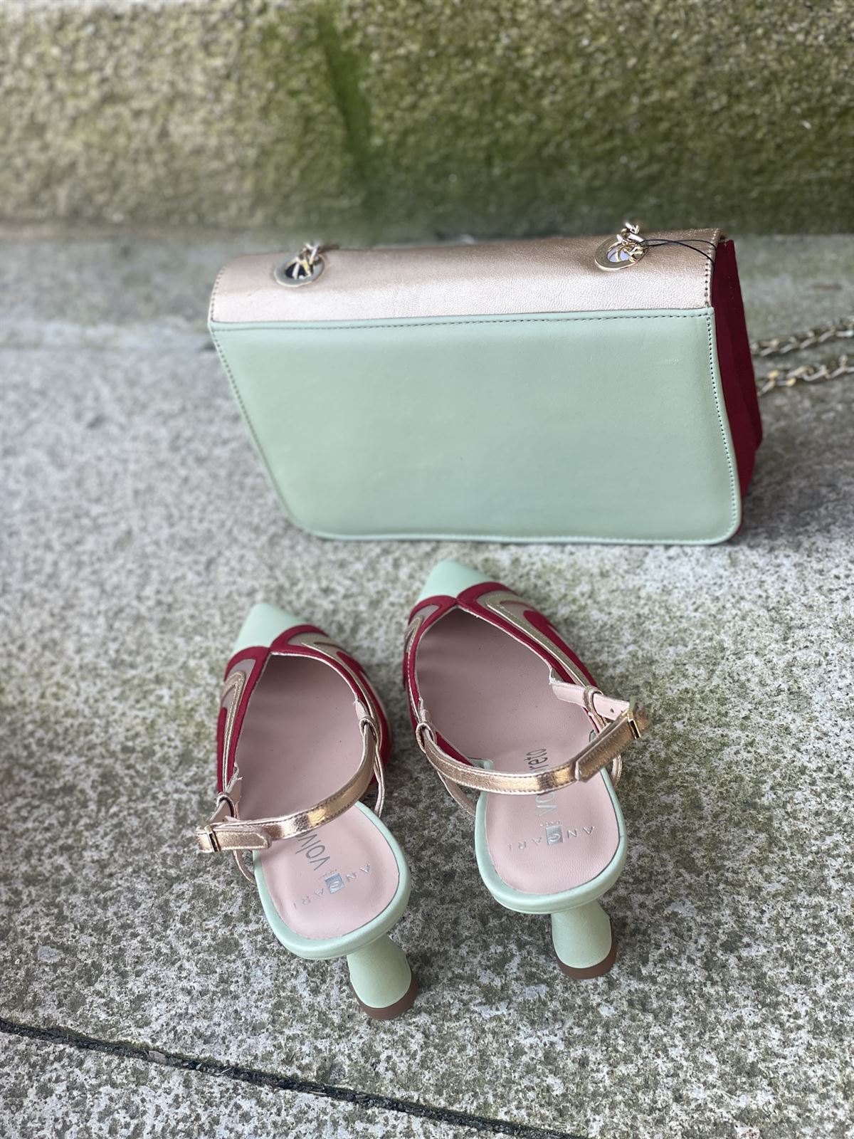 Zapato stiletto Angari 52051-07 Manila agua y rojo - Imagen 6