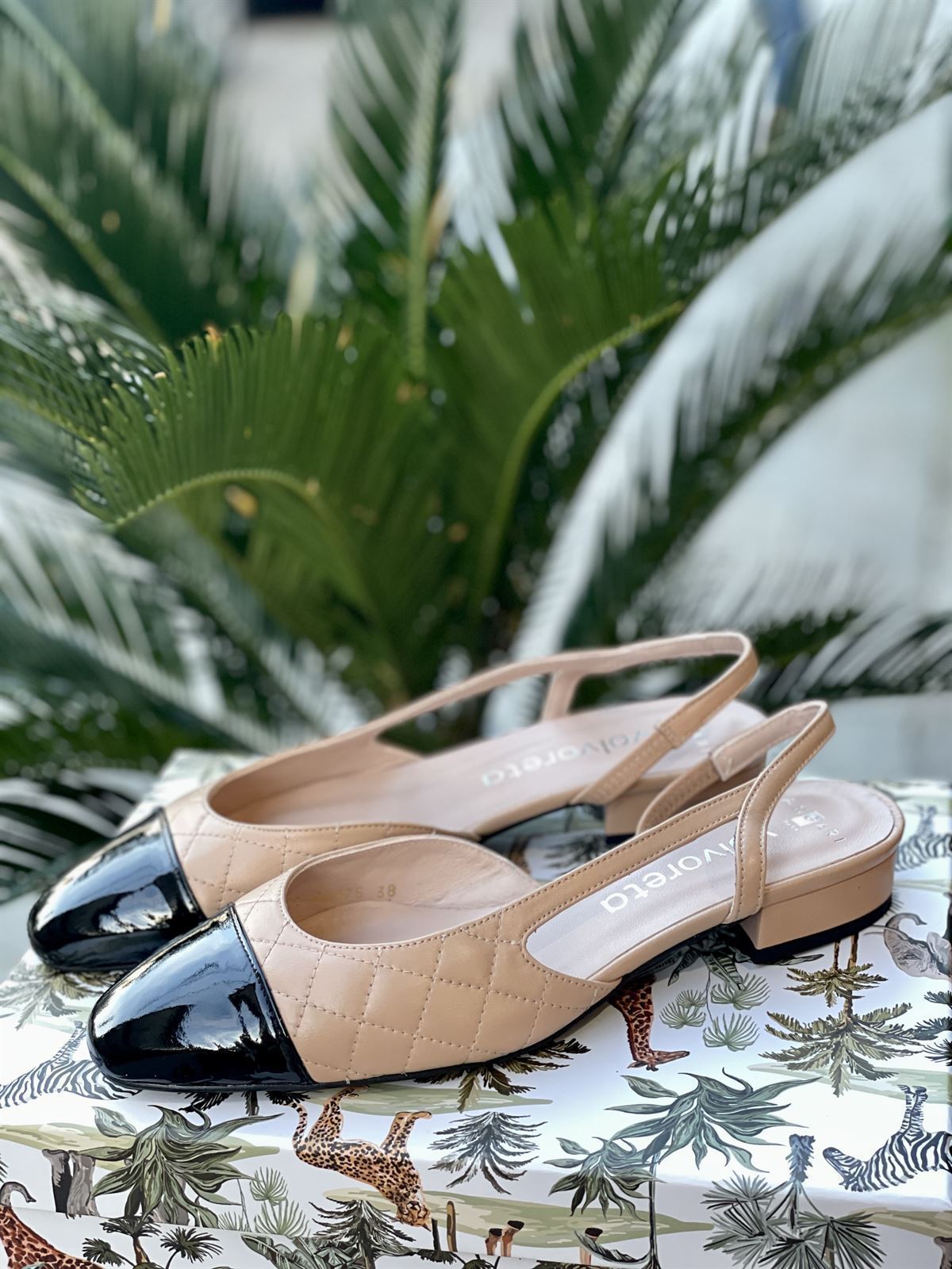Zapatos Angari bailarinas puntera charol bicolor - Imagen 1