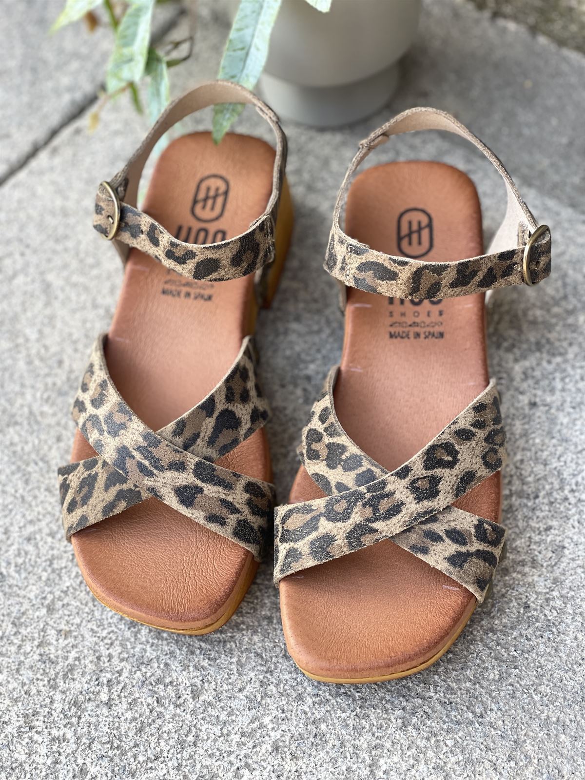 Zueco 25346 HEE SHOES piel leopardo print - Imagen 1