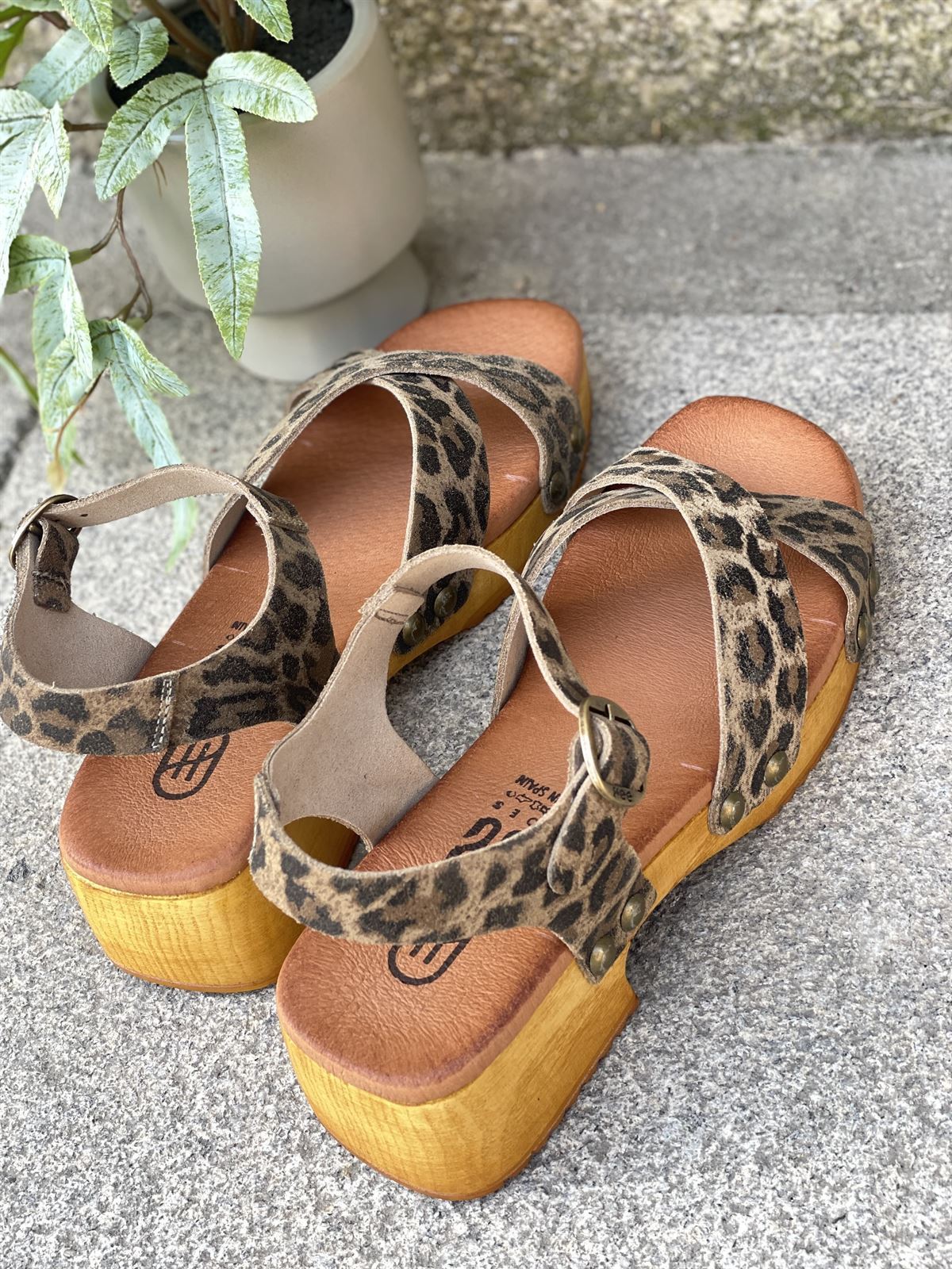 Zueco 25346 HEE SHOES piel leopardo print - Imagen 3