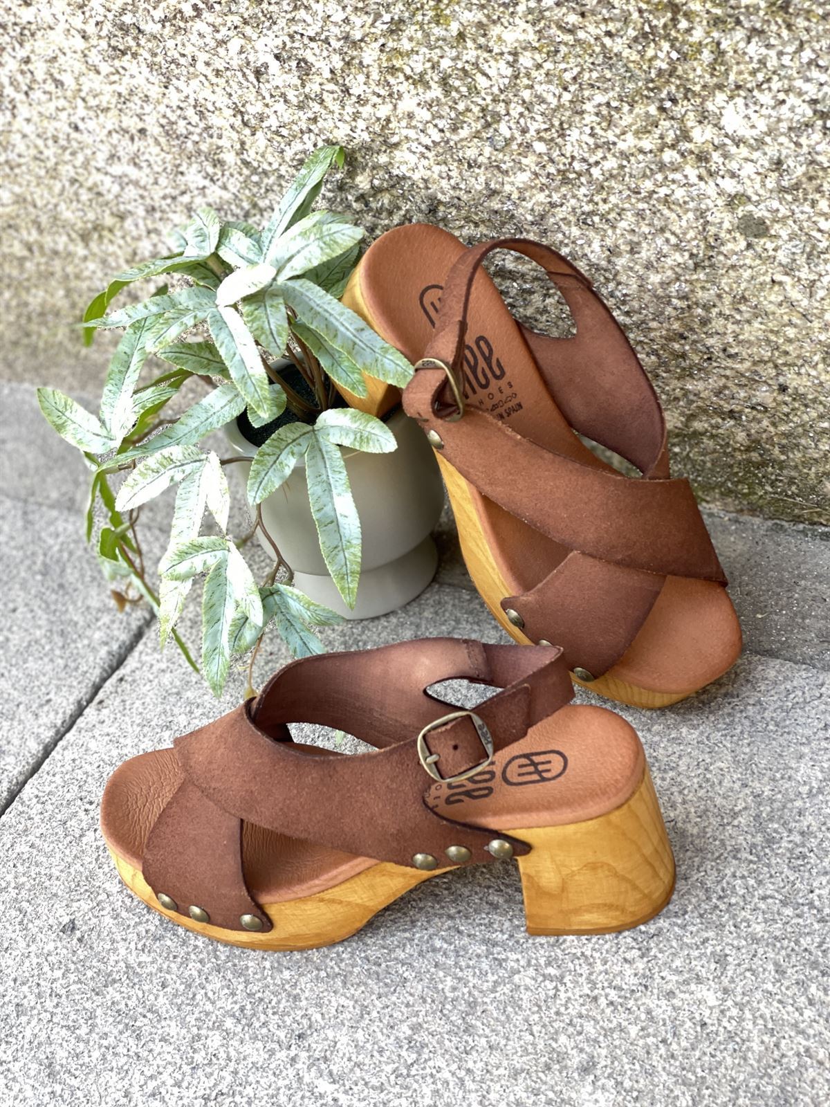 Zueco 25352 HEE SHOES serraje brandy - Imagen 1