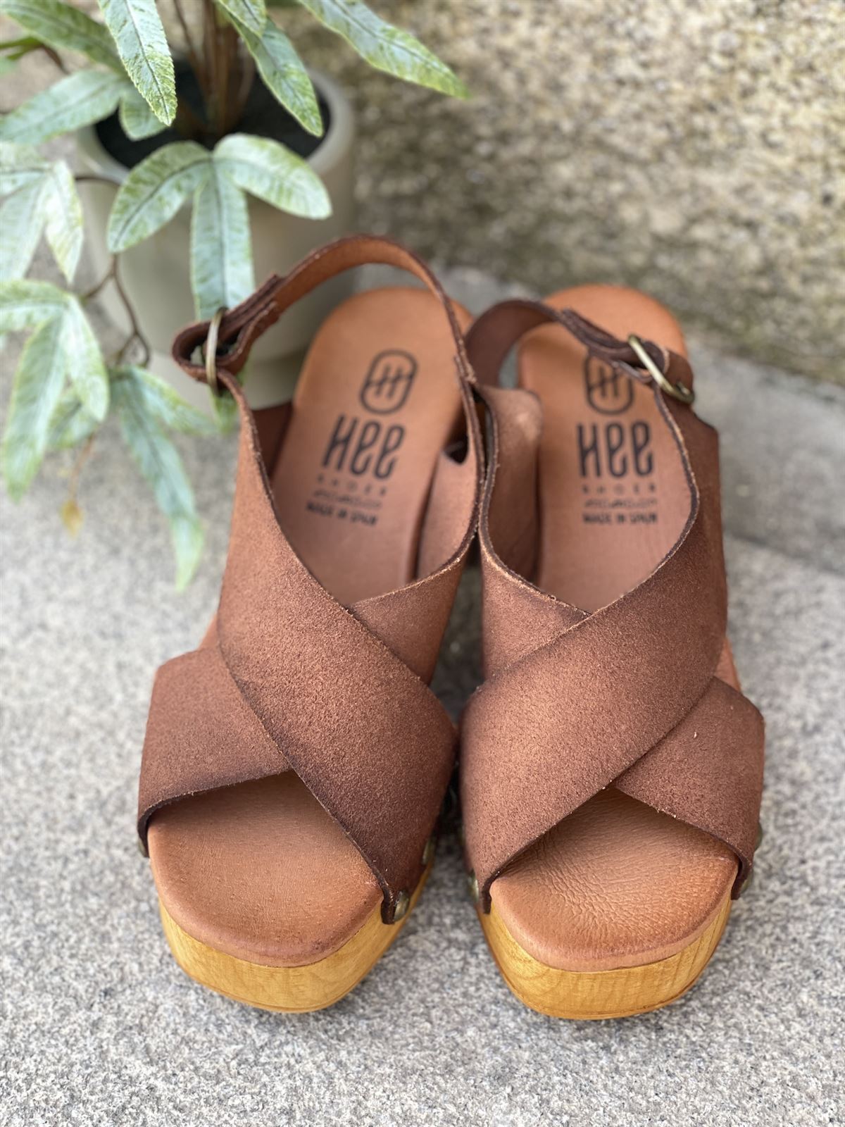 Zueco 25352 HEE SHOES serraje brandy - Imagen 2