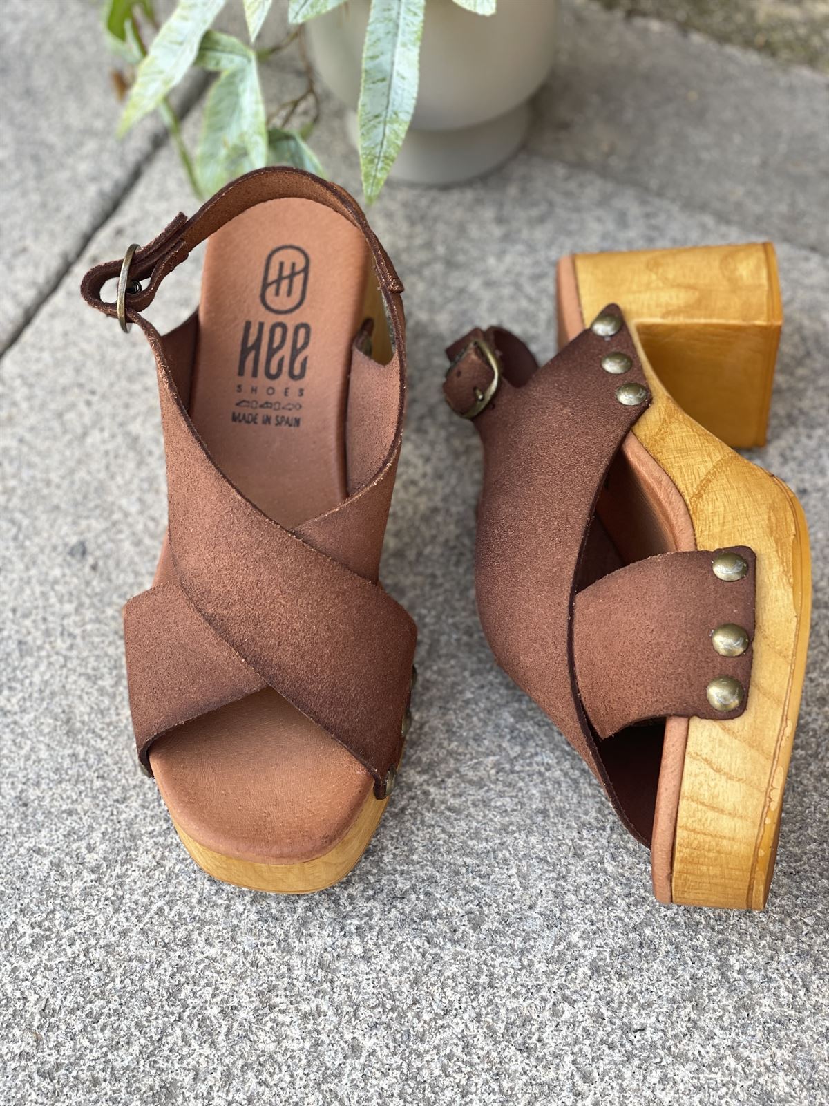 Zueco 25352 HEE SHOES serraje brandy - Imagen 3