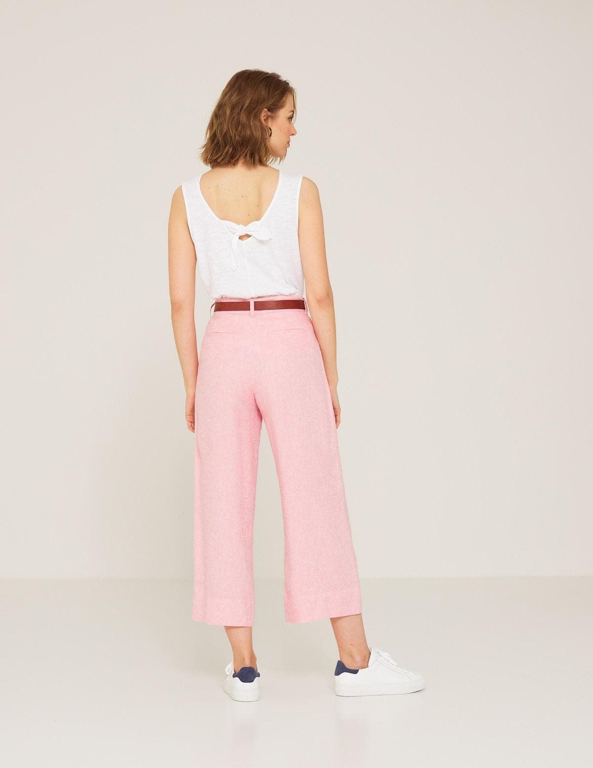 ZZPantalón rosa lino cropped - Imagen 2